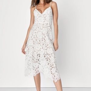 White lace midi dress